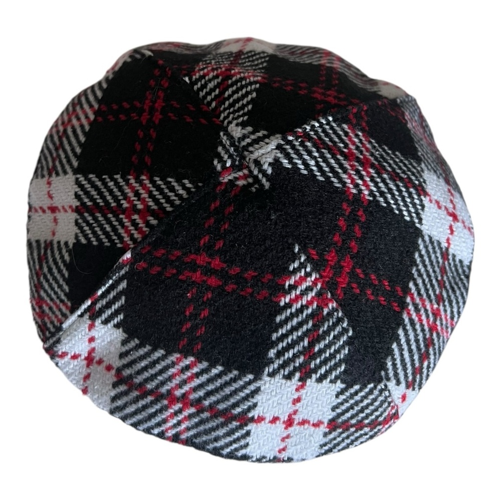 Janie and Jack Red and Black Girls Plaid Fancy Beret Size 4-5